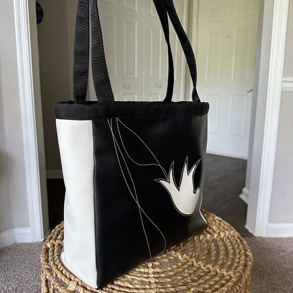 Holly Aiken Swallow Bird Bag large Shoulder tote Durable Black & White MSRP $168 - Picture 2 of 12